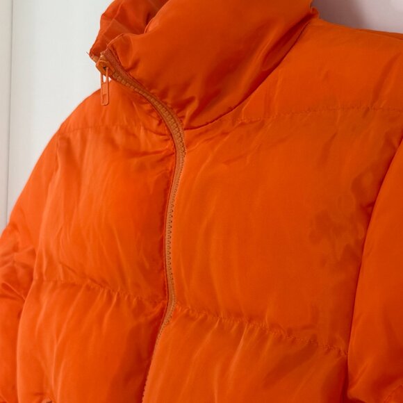 Orange Puffer Bubble Coat Jacket – Size Small - Picture 3 of 12